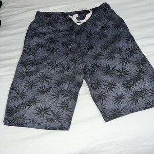 Luck Brand Mens sleepwear shorts size S dark grey with Palm Botanical,